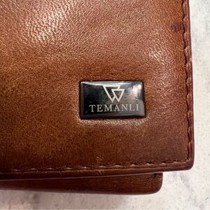 Temanli Leather Wallet Compact Trifold Zippered Inside Bills Section Coin Pocket